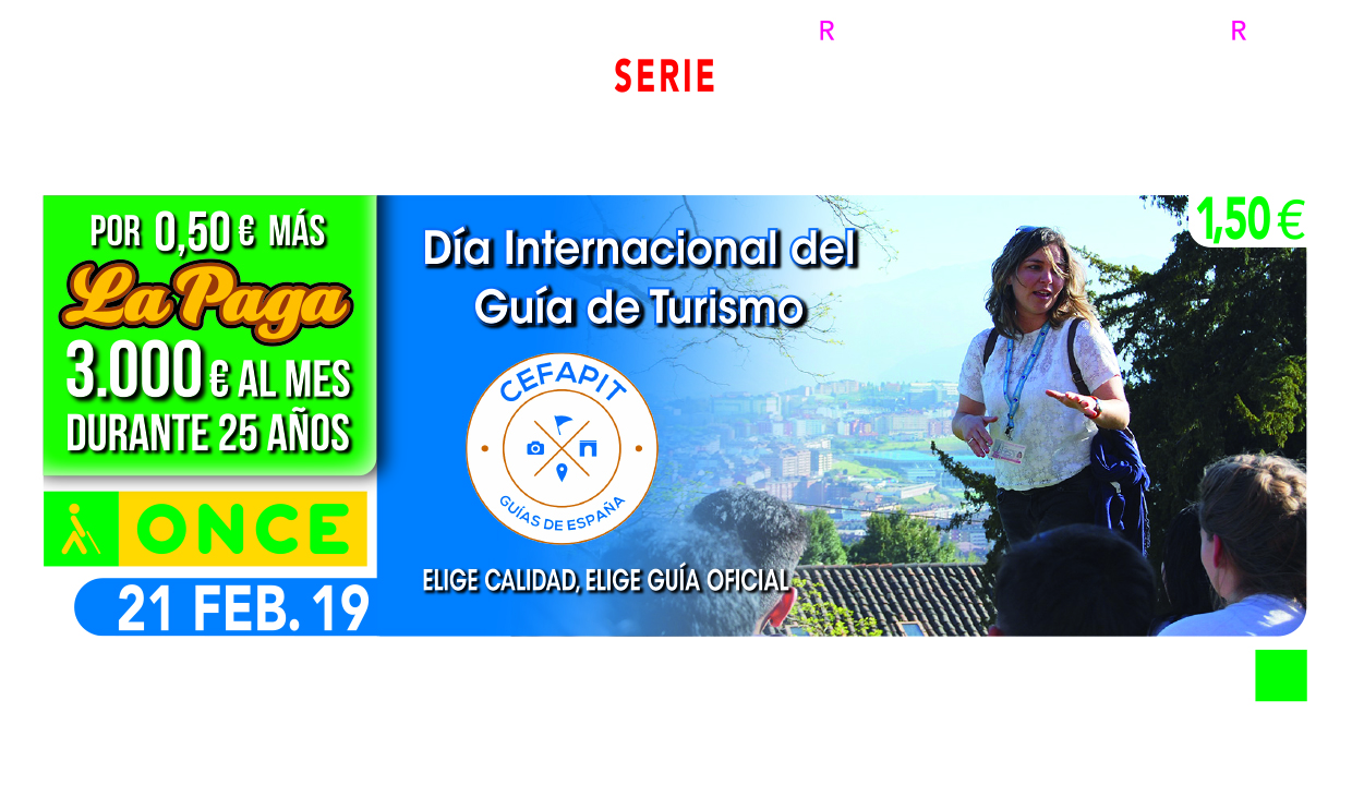 Cupón de la Once con motivo de la celebración del día internacional del guía de turismo