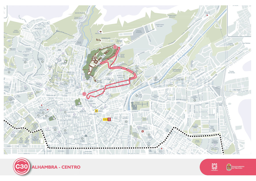 C30. Buy Bus C30. How to get to the Alhambra?
